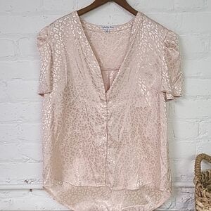 Light Rose Pink Satin Blouse Size Med